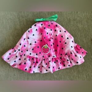Strawberry Sun Hat— Pink Tie-Dye Baby Sun Hat with Strawberry Patch